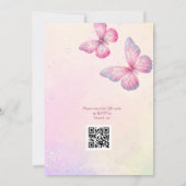 Invitation Code QR pour la Baby Shower Papillon Rose (Dos)
