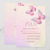 Invitation Code QR pour la Baby Shower Papillon Rose (Devant / Derrière)