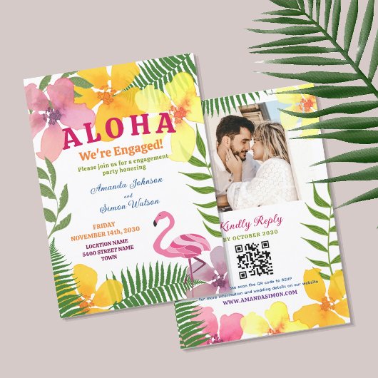 Invitation Code QR pour la fête de fiançailles Luau