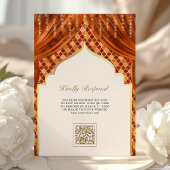 Invitation Code QR Quatrefoil Or Jaune Mariage Sikh