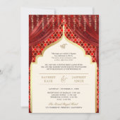 Invitation Code QR Quatrefoil Or Rouge Mariage Sikh (Devant)