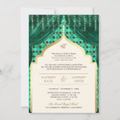 Invitation Code QR Quatrefoil Or Vert Emeraude Mariage Sikh (Devant)