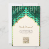 Invitation Code QR Quatrefoil Or Vert Emeraude Mariage Sikh (Dos)