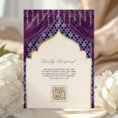 Invitation Code QR Quatrefoil Or Violet Mariage Sikh