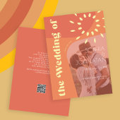 Invitation Code QR rétro brûlé orange gras PHOTO rsvp mariage