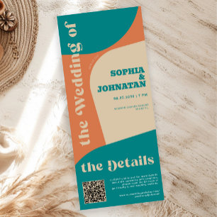 Invitation Code QR rétro coloré moderne tout-en-un mariage