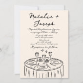 Invitation Code QR rétro main dessinée Mariage photo amusant  (Devant)
