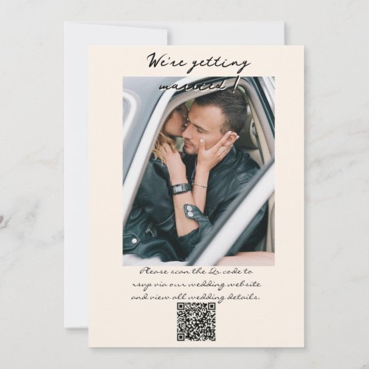 Invitation Code QR rétro main dessinée Mariage photo amusant (Dos)