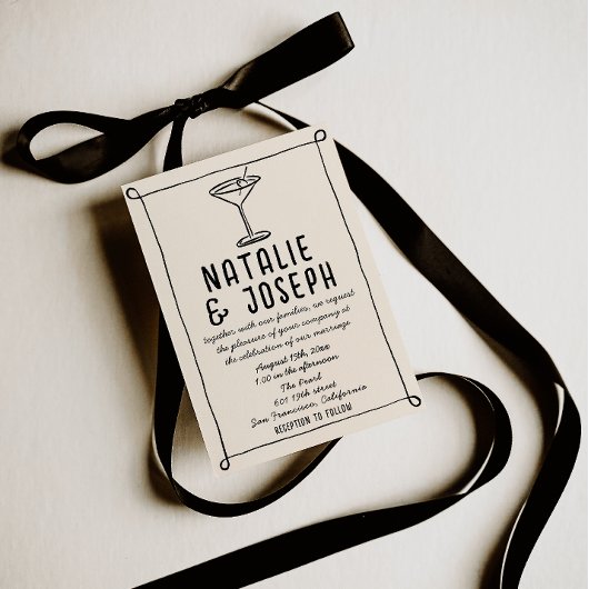 Invitation Code QR Retro Main tirée Mariage photo écrit dans