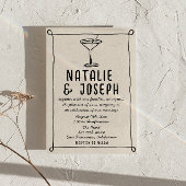 Invitation Code QR Retro Main tirée Mariage photo écrit dans