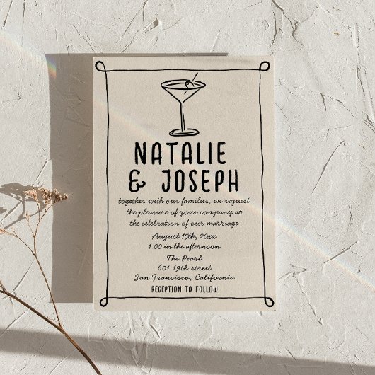 Invitation Code QR Retro Main tirée Mariage photo écrit dans