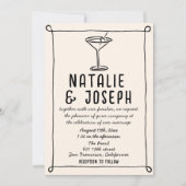 Invitation Code QR Retro Main tirée Mariage photo écrit dans (Devant)