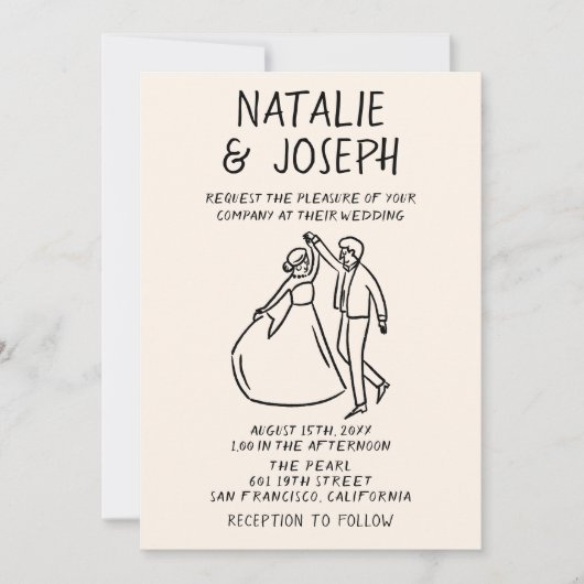 Invitation Code QR Retro Main tirée Quirky Mariage photo (Devant)