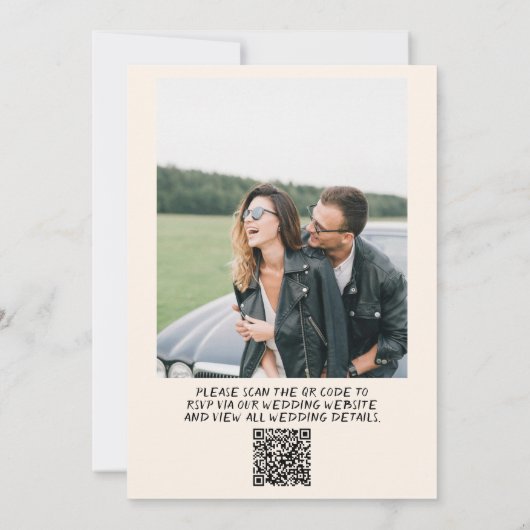 Invitation Code QR Retro Main tirée Quirky Mariage photo (Dos)