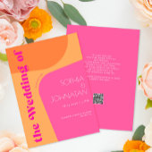 Invitation Code QR rétro rose orange gras tout en un mariage