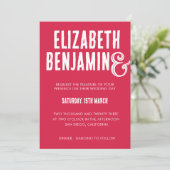 Invitation Code QR Rétro RSVP Photo Mariage Magenta (Debout devant)