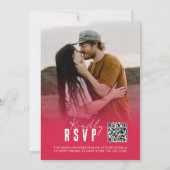 Invitation Code QR Rétro RSVP Photo Mariage Magenta (Dos)