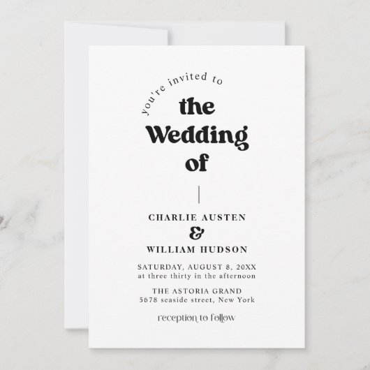 Invitation Code QR rétro tout en un Mariage (Devant)