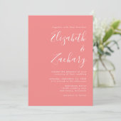 Invitation Code QR Rose Corail Mariage Écriture Moderne (Debout devant)