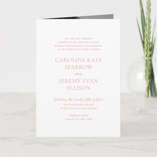 Invitation Code QR Rose Élégant Mariage Propre (Devant)