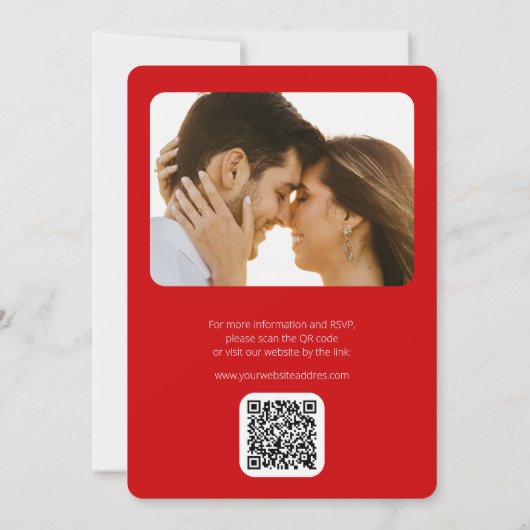 Invitation Code QR rose et rouge Photo tout en un Mariage (Dos)