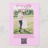 Invitation Code QR Rose Raspberry Dessiné Floral Photo Mariag (Dos)