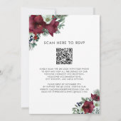 Invitation Code QR RSVP Burgundy Floral Winter Wedding (Dos)
