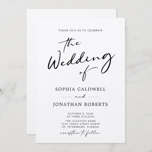 Invitation Code QR RSVP Calligraphie Kraft Mariage papier (Devant / Derrière)