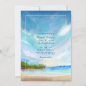 Invitation Code QR RSVP mariage de plage Été Aquarelle (Devant)