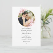 Invitation Code QR RSVP Mariage Géométrique rose cerisier (Debout devant)