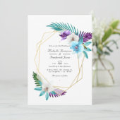 Invitation Code QR RSVP Mariage Orchidées Tropicales Géométri (Debout devant)