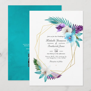 Invitation Code QR RSVP Mariage Orchidées Tropicales Géométri