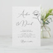 Invitation Code QR RSVP mariage Rose dessinée Kraft gris (Debout devant)