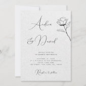 Invitation Code QR RSVP mariage Rose dessinée Kraft grise (Devant)