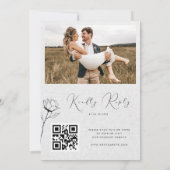 Invitation Code QR RSVP mariage Rose dessinée par Gray Kraft (Dos)