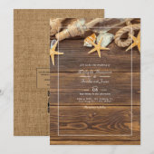 Invitation Code QR rustique RSVP Beach Wedding (Devant / Derrière)