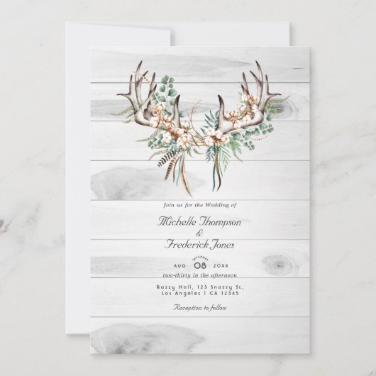 Invitation Code QR rustique RSVP Mariage bohème (Devant)