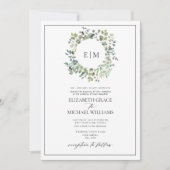 Invitation Code QR Sage officiel Eucalyptus vert Monogramme (Devant)