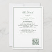 Invitation Code QR sage vert blason monogramme mariage (Dos)