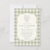 Invitation Code QR Sage Vert Gingham Floral Baby Shower de Ma (Devant)