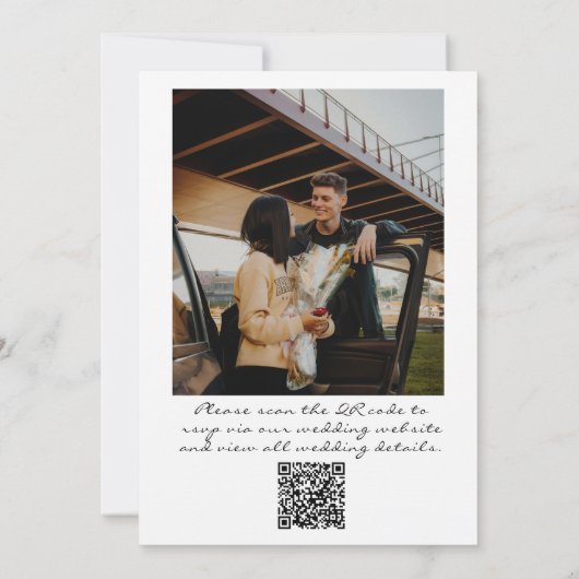Invitation Code QR Scribble main dessinée Mariage photo écrit (Dos)