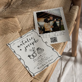 Invitation Code QR Scribble main dessinée Mariage photo écrit