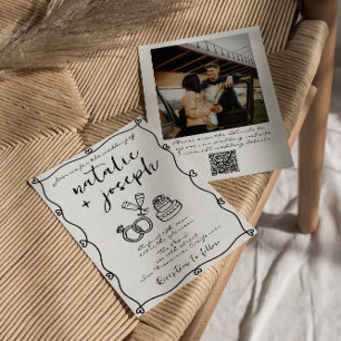Invitation Code QR Scribble main dessinée Mariage photo écrit