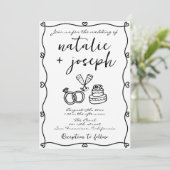 Invitation Code QR Scribble main dessinée Mariage unique écri (Debout devant)