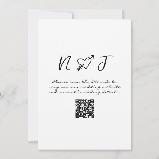 Invitation Code QR Scribble main dessinée Mariage unique écri (Dos)