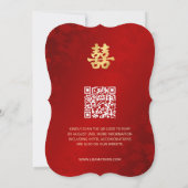 Invitation Code QR | Simple Mariage chinois d'or rouge (Dos)