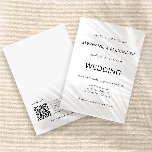 Invitation Code QR simple mariage noir blanc