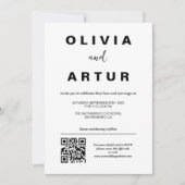 Invitation Code QR simple moderne Mariage noir et blanc (Devant)