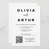 Invitation Code QR simple moderne Mariage noir et blanc (Devant / Derrière)