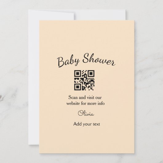 Invitation Code QR simple pour baby shower avec nom et texte (Devant)